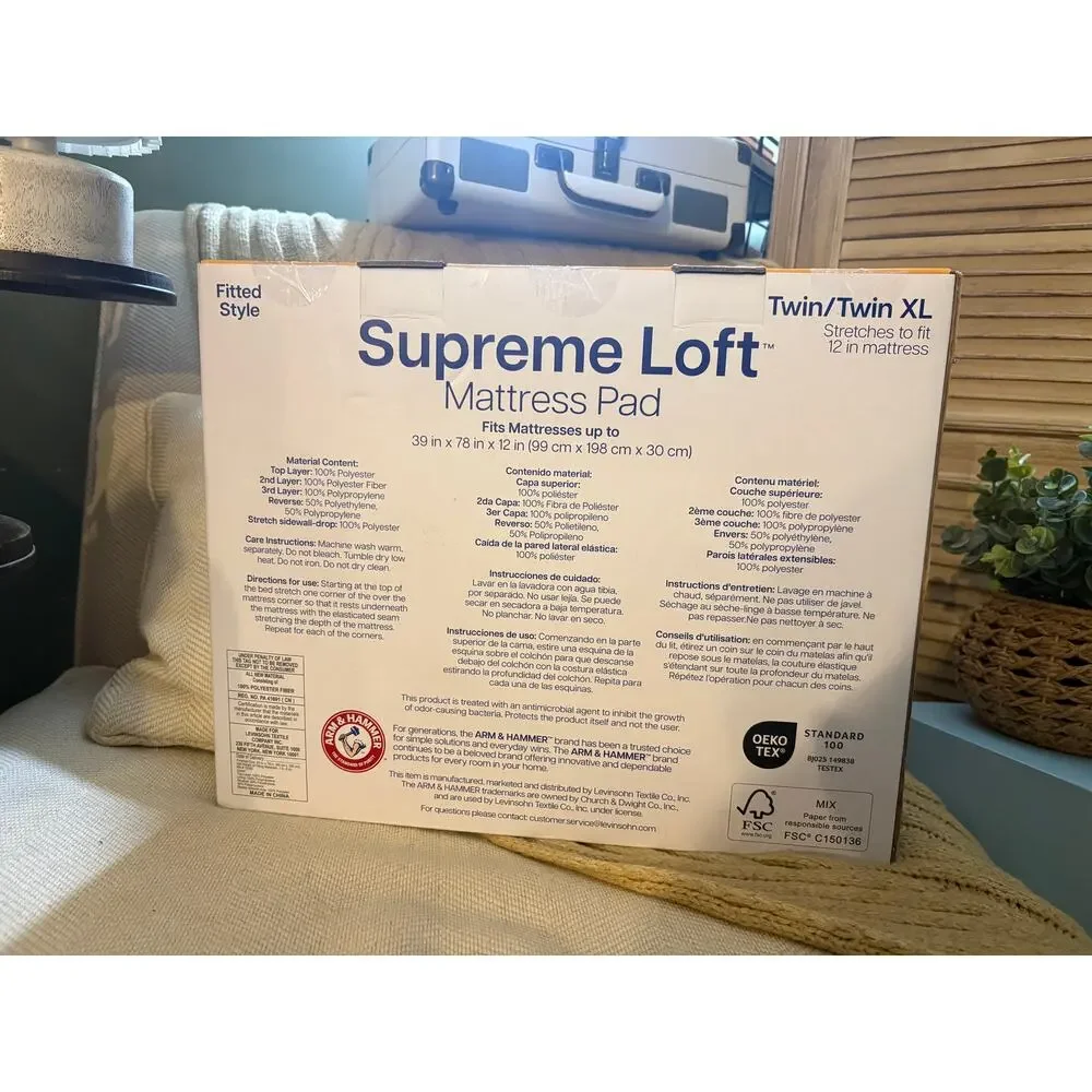Arm & Hammer Supreme Loft Mattress Pad NEW TWIN/TWIN XL